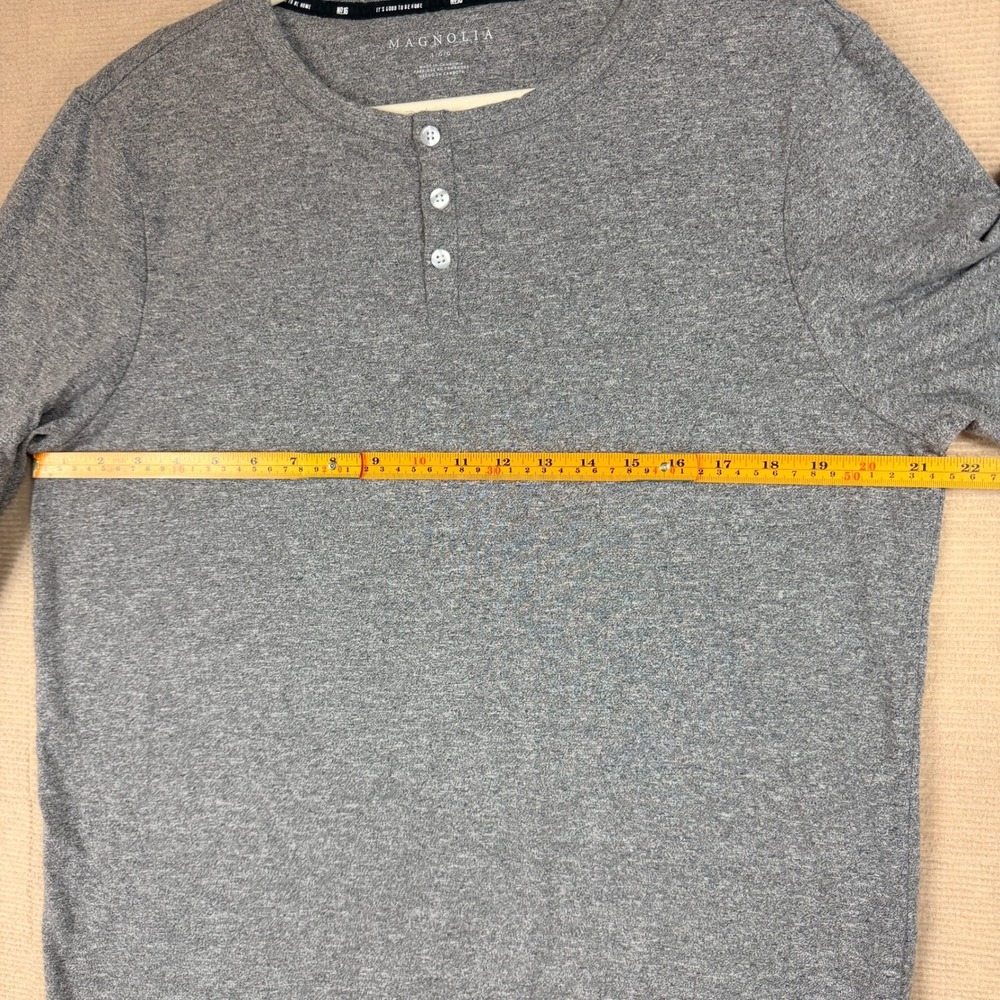 Magnolia Home No 16 Mens Heather Gray Long Sleeve Henley Shirt L L/G - Picture 10 of 14